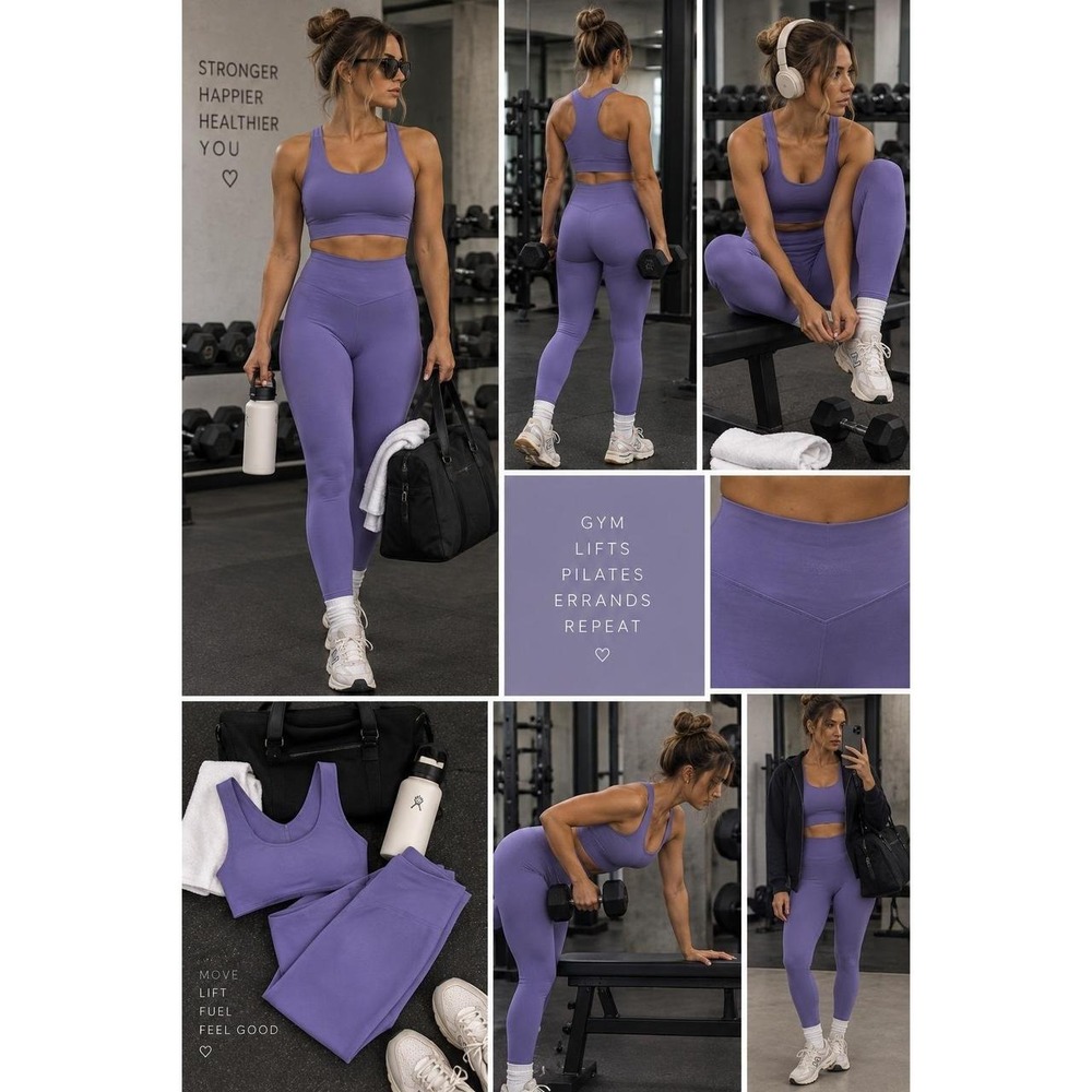 OOS Paragon Fitwear Purple Leggings LG scrunch booty lifting gym comfort cute M